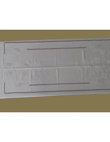 180x350 Toalha de mesa de linho bordada a mão - bordados da lixa 