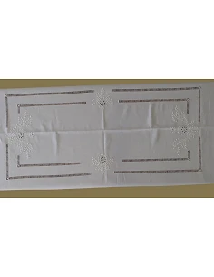 180x350 Toalha de mesa de linho bordada a mão - bordados da lixa  2