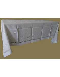 180x280 Toalha de mesa de linho bordada a mão - Toalha de mesa bordada algodão / seda 2