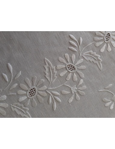 180x280 Mantel de lino Bordado A Mano - Mantel bordado a hilo algodón / seda