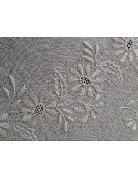 180x280 Mantel de lino Bordado A Mano - Mantel bordado a hilo algodón / seda