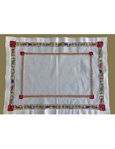 52x37 cm - Individuais de mesa 100% linho bordado a mão - bordados da lixa 