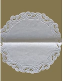 Mantel individual redondo 100% lino bordado a mano 45 cm diametro