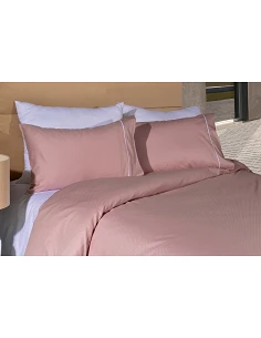 Juego de funda nórdica 100% algodón satén 300 hilos Rosa Palo - Cuadraditos en jacquard