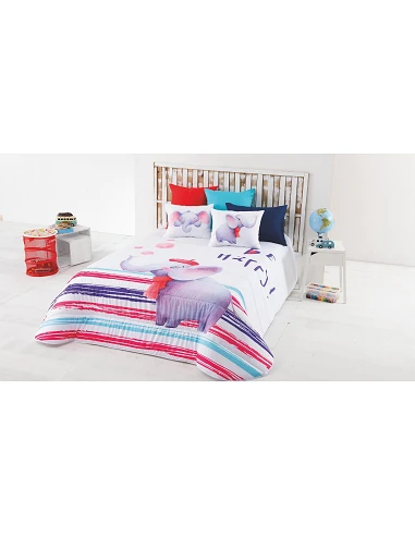 Colcha infantil Elefant - Colcha infantil con cojines a juego