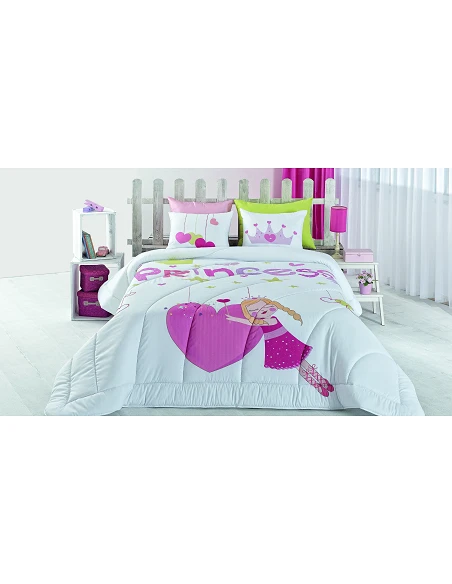Colcha infantil Princess - Colcha infantil con cojines a juego