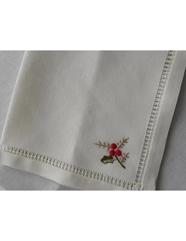 Manteles de lino Bordado A Mano - Mantel bordado de Navidad
