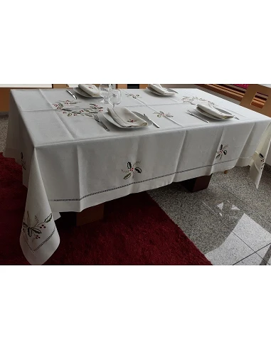 Manteles de lino Bordado A Mano - Mantel bordado de Navidad