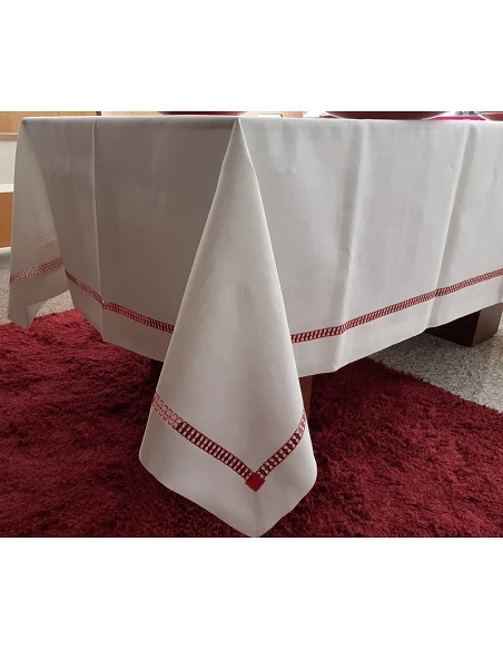 Toalhas de mesa de linho bordada a mão - Toalha de mesa de natal - Bordados da Lixa