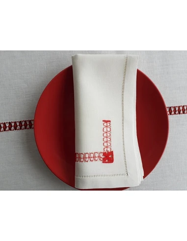 Toalhas de mesa de linho bordada a mão - Toalha de mesa de natal - Bordados da Lixa