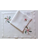 Mantel individual de lino + servilleta de lino - Bordado A Mano de Navidad