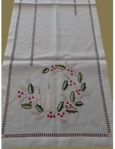 50x150 cm - Caminho de mesa 100% linho - Bordados da Lixa