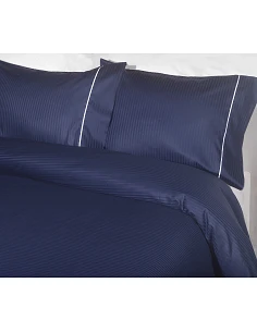 Juego de funda nórdica 100% algodón satén 300 hilos Marino - Rayas en jacquard Juego de funda nórdica 100% algodón satén 300 hilos Marino - Rayas en jacquard