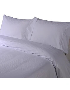 Juego de funda nórdica 100% algodón satén 300 branco - Rayas en jacquard Juego de funda nórdica 100% algodón satén 300 branco - Rayas en jacquard