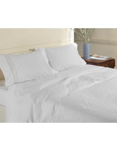 BLANCO - JUEGO DE SÁBANAS 100% ALGODÓN PERCAL 200x200+30 cm BLANCO - JUEGO DE SÁBANAS 100% ALGODÓN PERCAL 200x200+30 cm