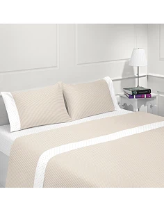 JUEGO DE SÁBANAS 100% ALGODÓN - COIMBRA BEIGE DE CASA&ALGODÃO JUEGO DE SÁBANAS 100% ALGODÓN - COIMBRA BEIGE DE CASA&ALGODÃO