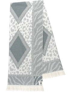 Manta para sofa 130x170 cm - mantas decorativas jacquard con flecos - DeVilla 6514PA- Col. C- Grey