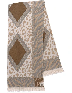 Manta para sofa 130x170 cm - mantas decorativas jacquard con flecos - DeVilla 6514PA- Col. A- Honey