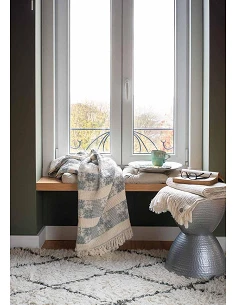 Manta para sofa 130x170 cm - mantas decorativas jacquard con flecos - DeVilla 6481FA- Col. B- Green