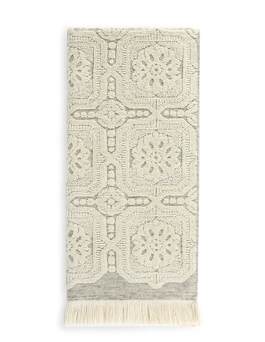 Juego toallas de baño jacquard con flecos - 550 gr/m2 - 83% algodón  / 13% lino