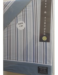 JUEGO DE SÁBANAS 100% ALGODÓN - MAFRA AZUL DE CASA&ALGODÃO