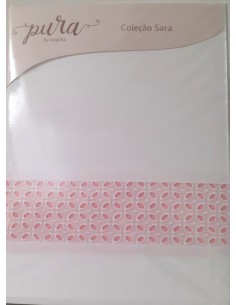ROSA - JUEGO DE SÁBANAS 100% ALGODÓN PERCAL CON FINO BORDADO APLICADO ROSA - JUEGO DE SÁBANAS 100% ALGODÓN PERCAL CON FINO BORDADO APLICADO