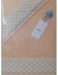 CAMA 160 CM - JUEGO DE SÁBANAS 100% ALGODÓN AMARILLO CON PUNTILLA APLICADA CAMA 160 CM - JUEGO DE SÁBANAS 100% ALGODÓN AMARILLO CON PUNTILLA APLICADA