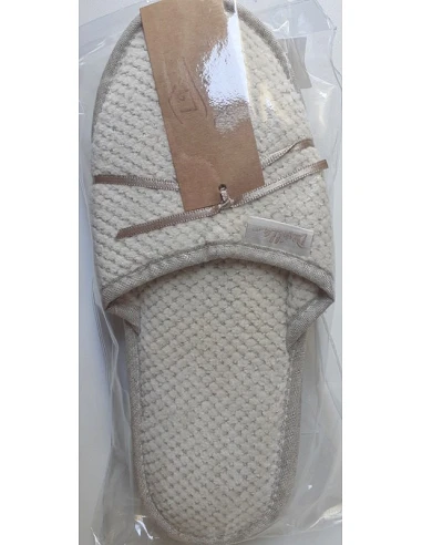 Zapatillas de baño jacquard velour con lino - 83% algodón / 17% lino
