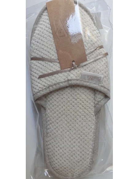 Zapatillas de baño jacquard velour con lino - 83% algodón / 17% lino
