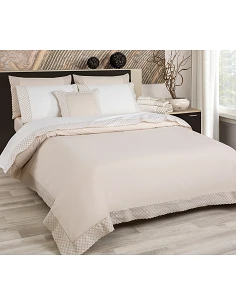Ropa de cama bordada - Rosalia Blanco con Beige Ropa de cama bordada - Rosalia Blanco con Beige