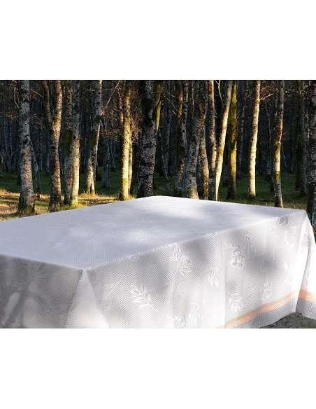 Manteles  Fateba 100% algodón - Gris claro con Barra azul