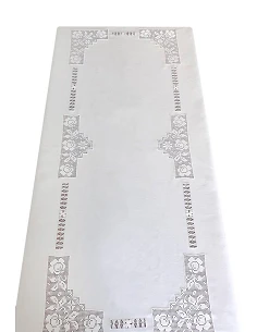 170x270 Toalha de mesa de linho bordada a mão - Ponto de crivo a mão