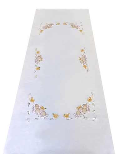 170x270 Toalha de mesa de linho bordada a mão - Bainha de linhas G.