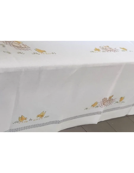 170x270 Mantel de lino Bordado A Mano - Mantel bordado Bainha de linhas
