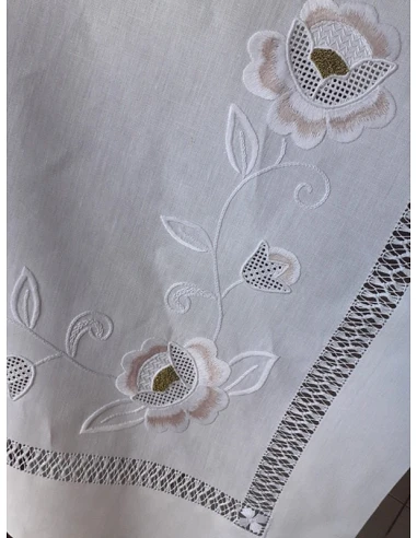 170x270 Mantel de lino Bordado A Mano - Mantel bordado Bainha de linhas Algodón / Seda / Dorado