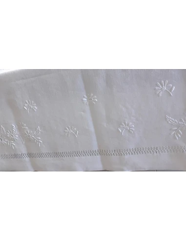 170x270 Mantel de lino Bordado A Mano - Mantel bordado Bainha de linhas G.  Seda