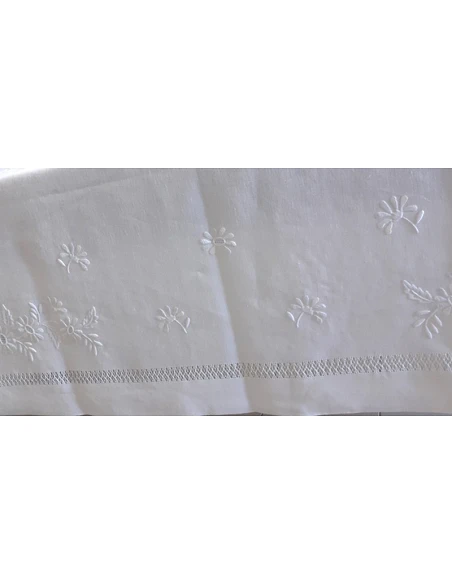 170x270 Mantel de lino Bordado A Mano - Mantel bordado Bainha de linhas G.  Seda