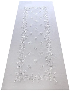 170x270 Toalha de mesa de linho bordada a mão - Bainha de linhas G. Seda