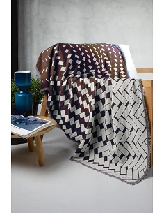 Manta para sofa 130x170 cm Algodón/lino - mantas decorativas jacquard con flecos