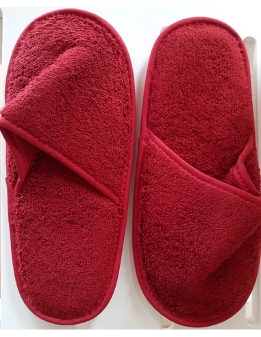 Zapatillas de baño en algodón peinado extra suave color Burdeos