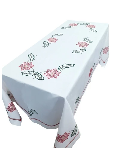 Toalhas de mesa de linho bordada a mão - Toalha de mesa de natal - Bordados da Lixa