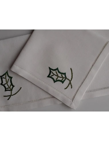 Toalhas de mesa de linho bordada a mão - Toalha de mesa de natal - Bordados da Lixa