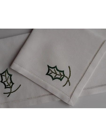 Toalhas de mesa de linho bordada a mão - Toalha de mesa de natal - Bordados da Lixa