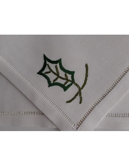 Toalhas de mesa de linho bordada a mão - Toalha de mesa de natal - Bordados da Lixa