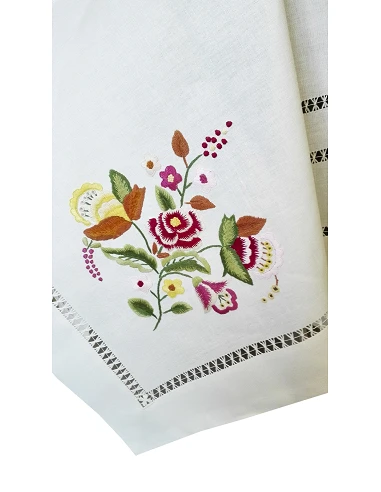 175x275 cm Mantel de lino Bordado A Mano - Mantel bordado Creative Floral