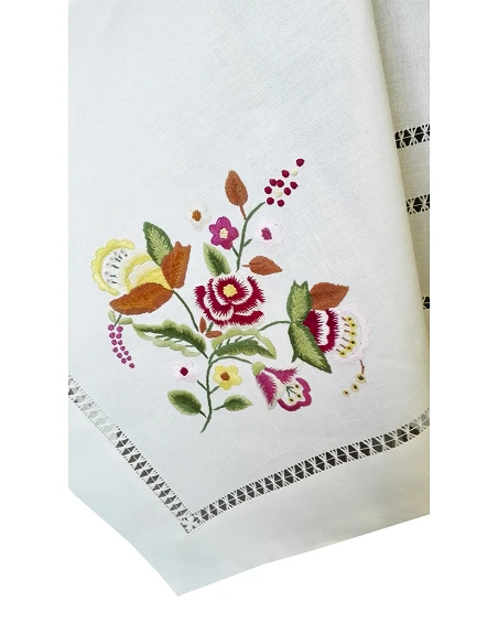 175x275 cm Mantel de lino Bordado A Mano - Mantel bordado Creative Floral