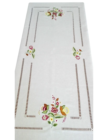 175x275 cm Mantel de lino Bordado A Mano - Mantel bordado Creative Floral