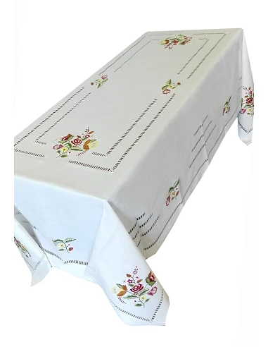 175x275 cm Mantel de lino Bordado A Mano - Mantel bordado Creative Floral