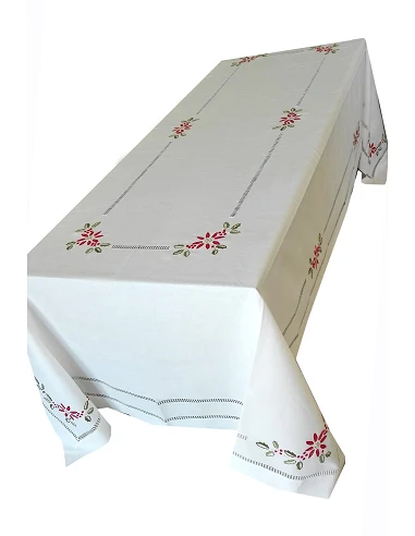 175x350 cm Toalha de mesa de linho bordada a mão - bordados da lixa - Toalha Creative Azevinho