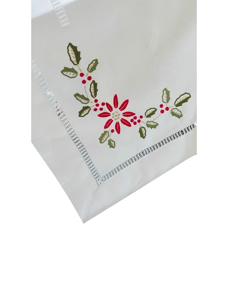 175x350 cm Mantel de lino Bordado A Mano - Mantel bordado Creative Azevinho